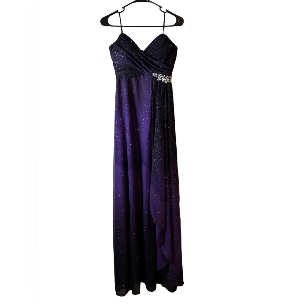 Reign On Beautiful Floor Length Two Toned Purple Sequin Sparkle Prom Dress